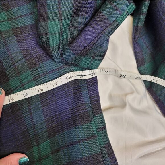 VINTAGE 60s plaid wool dark academia‎ 2 button boyfriend blazer M - Picture 6 of 7